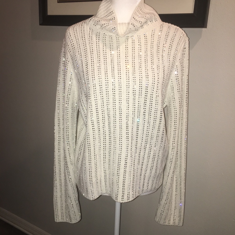 INC Rhinestone Sweater in Ivory, Large